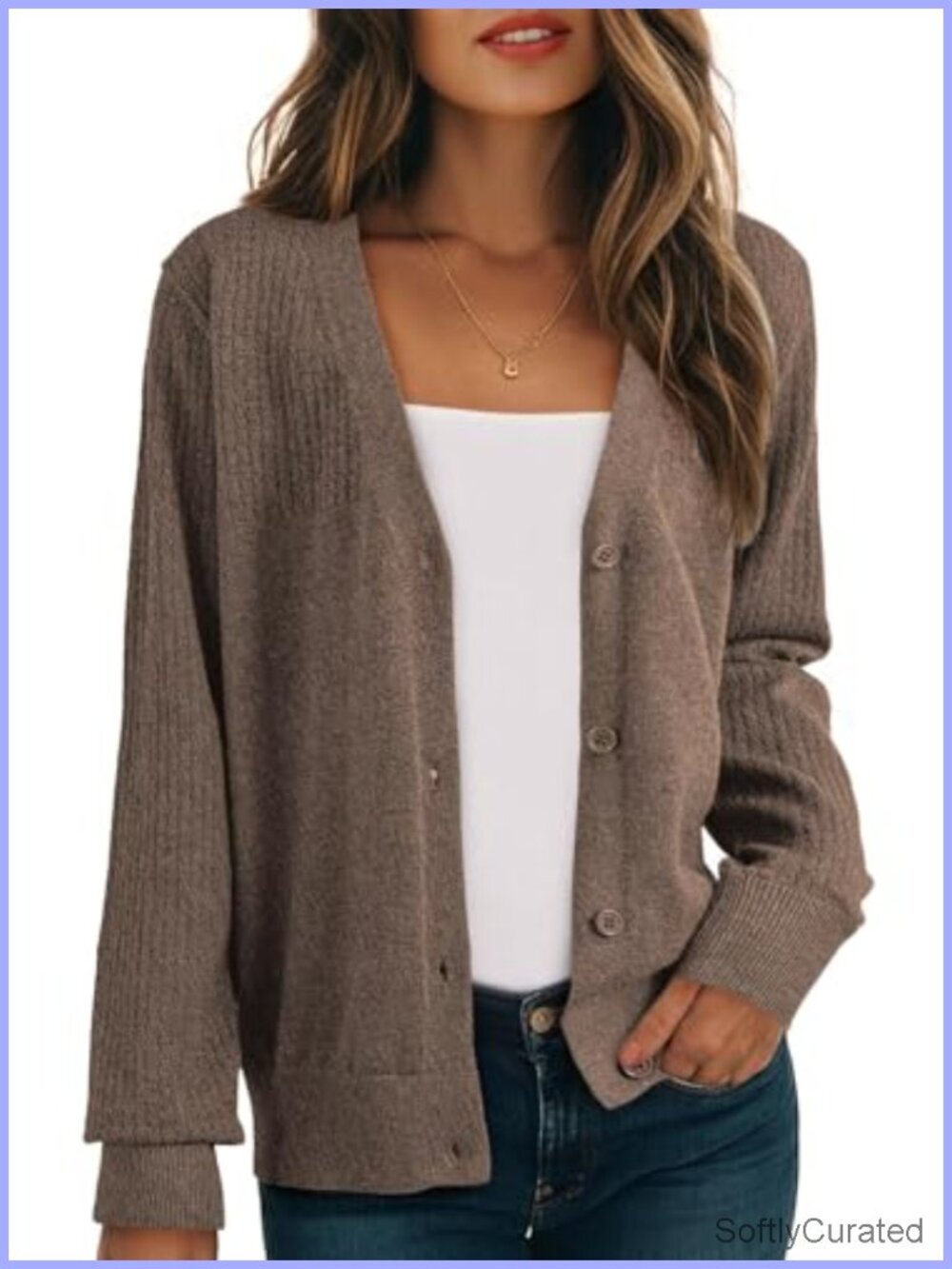 Wool Blend Cardigan V-Neck Button Down Hollow Out Knit Sweater
